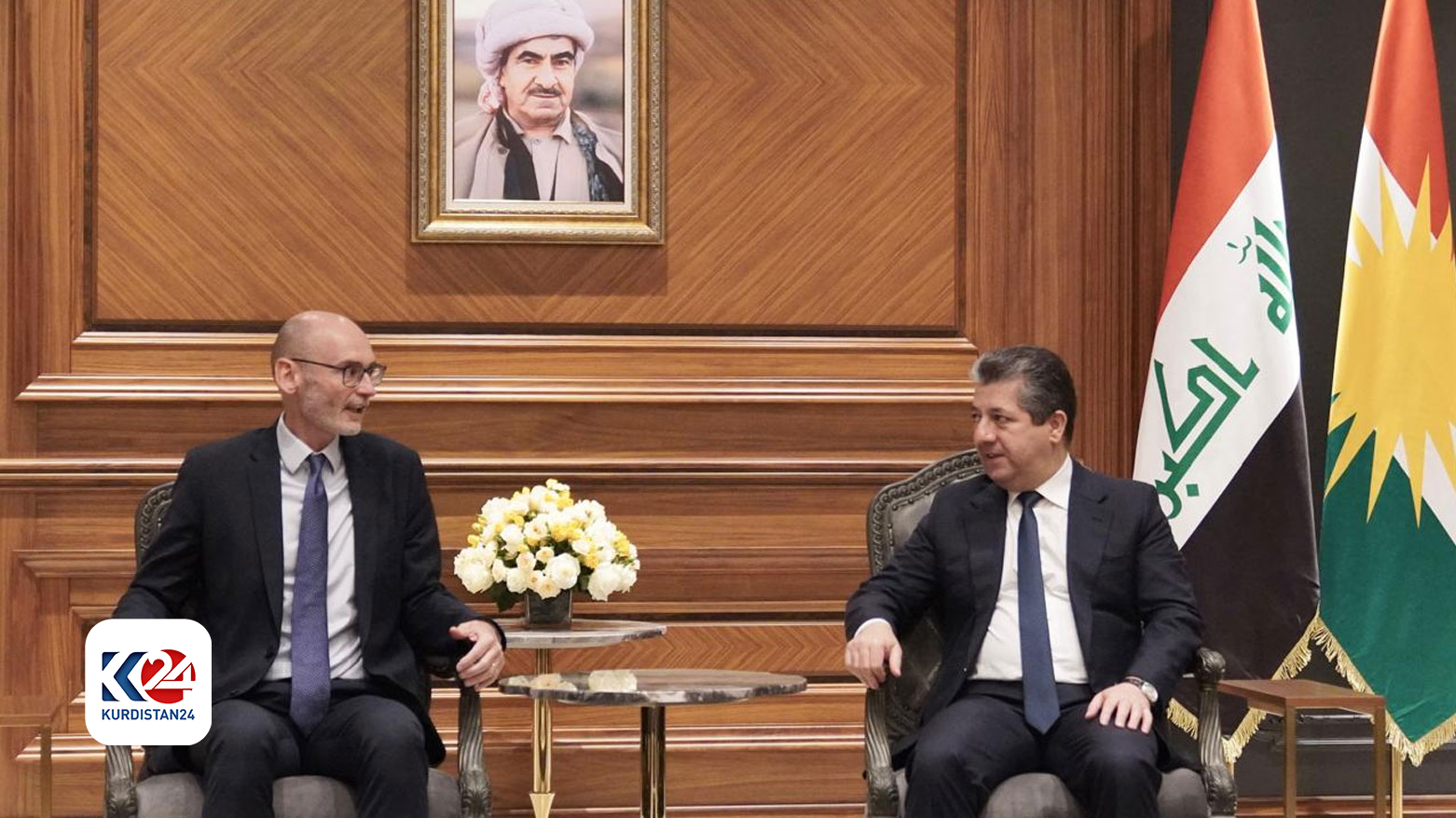 مسرور بارزانی، نخست وزیر اقلیم کوردستان و استیون هیچن، سفیر انگلیس در عراق